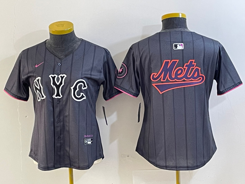 Women's New York Mets Team Big Logo Graphite 2024 City Connect Limited Stitched Baseball Jersey(Run Small) Women's New York Mets Team Big Logo Graphite 2024 City Connect Limited Stitched Baseball Jersey(Run Small)